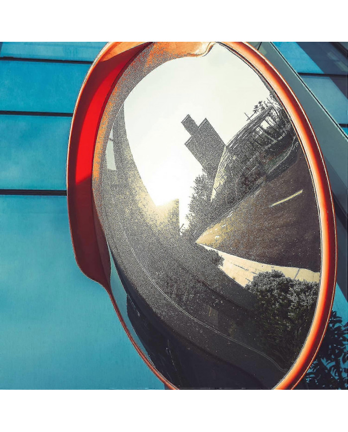 Rétroviseur De Signalisation 45 Cm Professionnel Résistant Aux Intempéries Extérieur Rouge 1