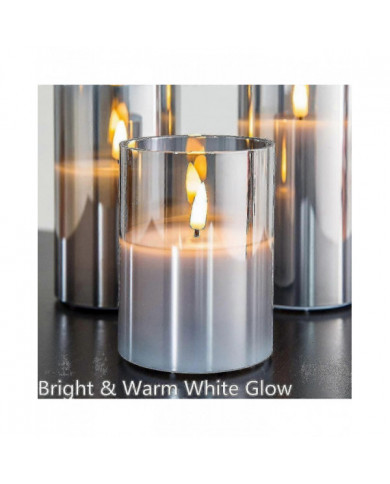 Bougies scintillantes sans flamme en verre gris argenté avec télécommande, 3 pack réalistes led fausses bougies 3 [...]