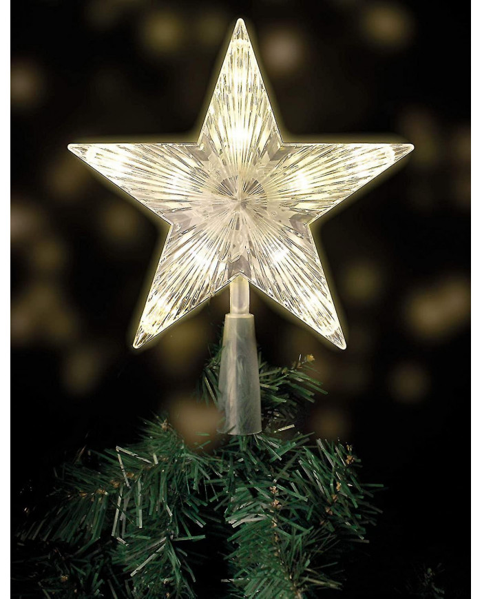 Top de l’arbre de Noël avec 10 LED avec prise d’alimentation - Dessus de l’arbre de Noël illuminé en blanc chaud - [...]