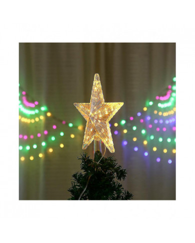 Top de l’arbre de Noël avec 10 LED avec prise d’alimentation - Dessus de l’arbre de Noël illuminé en blanc chaud - [...]