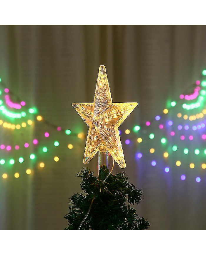 Top de l’arbre de Noël avec 10 LED avec prise d’alimentation - Dessus de l’arbre de Noël illuminé en blanc chaud - [...]