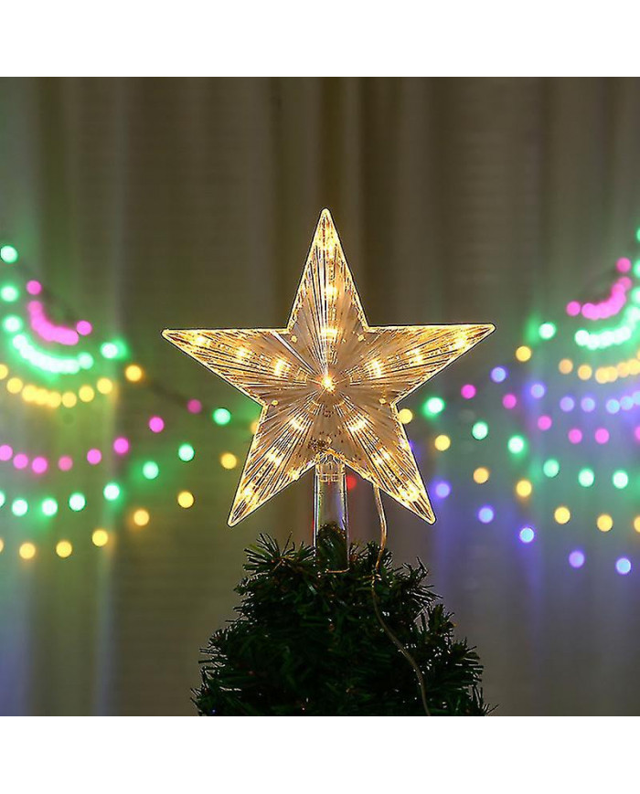 Top de l’arbre de Noël avec 10 LED avec prise d’alimentation - Dessus de l’arbre de Noël illuminé en blanc chaud - [...]