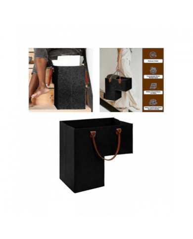 Panier d’escalier avec poignées en cuir pour escalier en bois décoration de maison et de bureau