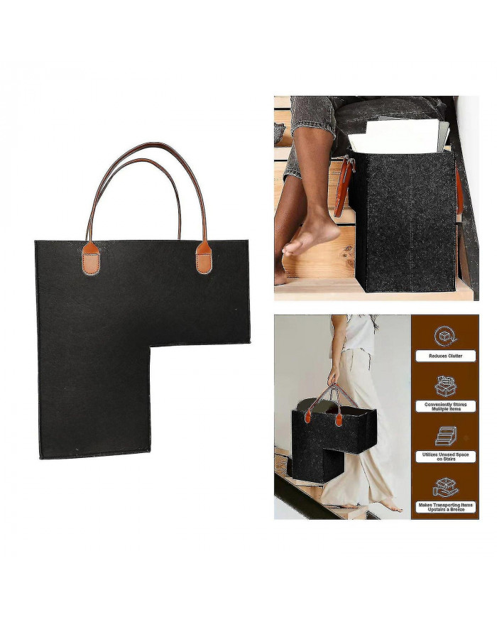 Panier d’escalier avec poignées en cuir pour escalier en bois décoration de maison et de bureau