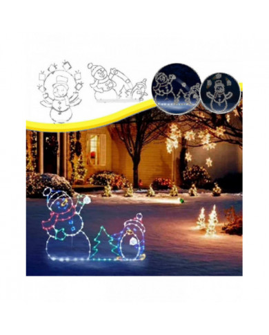 Fun Animé Snowball Fight Active Light String Frame Christmas Decoration Garden Glowing Decorative Outdoor Sign