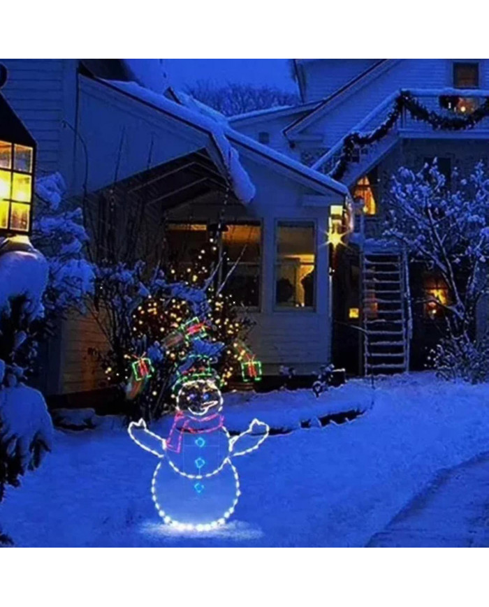 Fun Animé Snowball Fight Active Light String Frame Christmas Decoration Garden Glowing Decorative Outdoor Sign