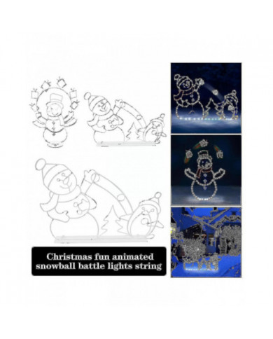 Fun Animé Snowball Fight Active Light String Frame Christmas Decoration Garden Glowing Decorative Outdoor Sign