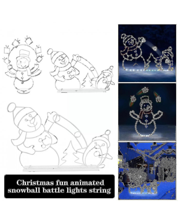 Fun Animé Snowball Fight Active Light String Frame Christmas Decoration Garden Glowing Decorative Outdoor Sign