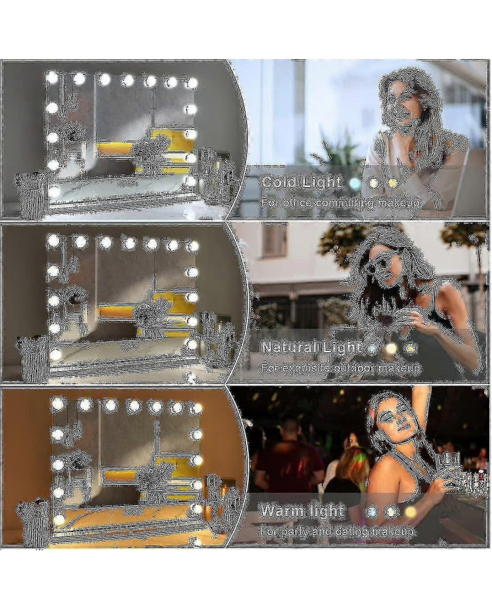 2024 Hollywood Mirror Usb Makeup Lights Ampoules éclairées 3 modes de couleurs, contrôle tactile, flash de charge [...]