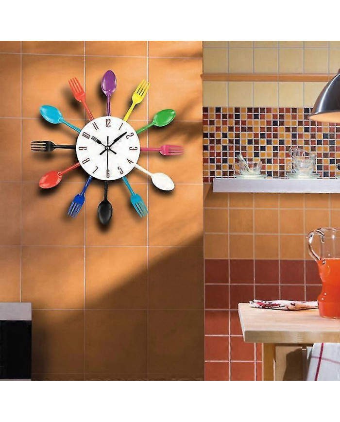 Modern Cutlery Knife Fork Spoons Quartz Wall Clock Analog Home Office Decoration
