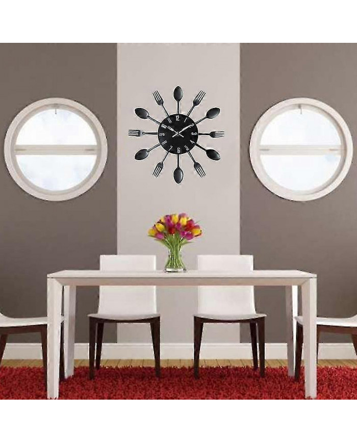 Modern Cutlery Knife Fork Spoons Quartz Wall Clock Analog Home Office Decoration