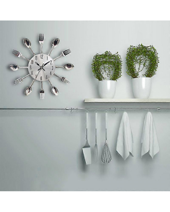 Modern Cutlery Knife Fork Spoons Quartz Wall Clock Analog Home Office Decoration