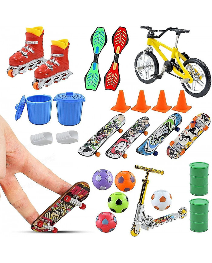 Finger Skateboards Calendrier de l’Avent, compte à rebours de Noël Mini Finger Toys Set avec vélos Patins à glace