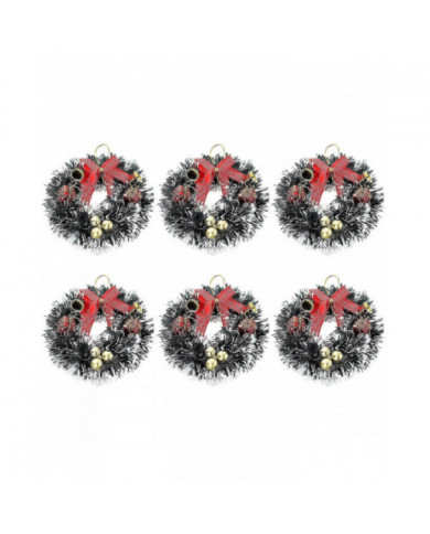 6pcs Anneaux De Bougie De Noël, Petites Couronnes De Bougie Baies Artificielles Aiguilles De Pin Enneigées [...]
