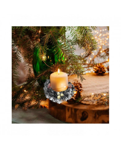 6pcs Anneaux De Bougie De Noël, Petites Couronnes De Bougie Baies Artificielles Aiguilles De Pin Enneigées [...]