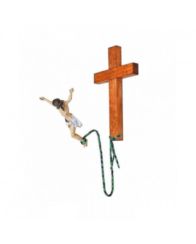Mur suspendu Jésus Croix Décor intérieur chrétien Bungee Sauter Jésus Croix suspendue