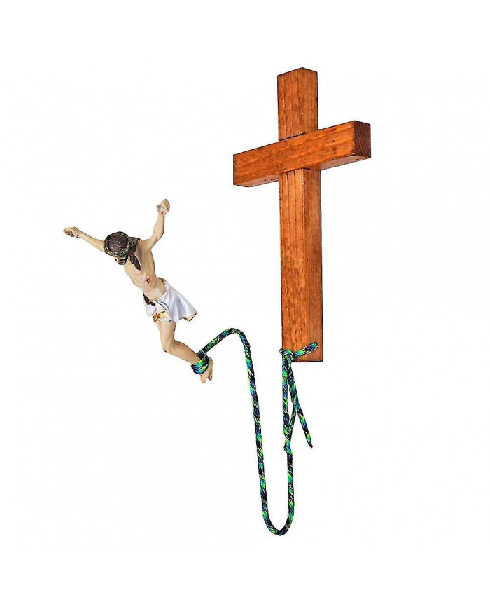 Mur suspendu Jésus Croix Décor intérieur chrétien Bungee Sauter Jésus Croix suspendue