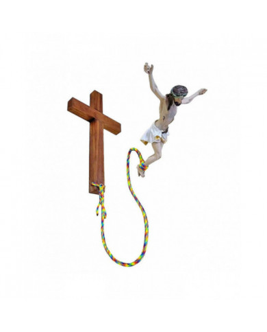 Mur suspendu Jésus Croix Décor intérieur chrétien Bungee Sauter Jésus Croix suspendue