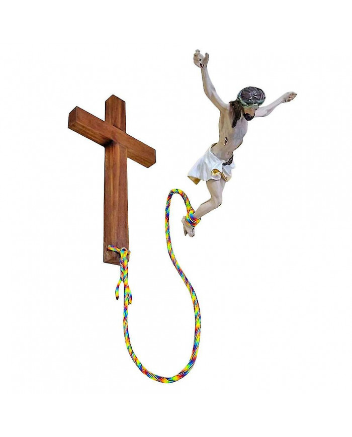 Mur suspendu Jésus Croix Décor intérieur chrétien Bungee Sauter Jésus Croix suspendue