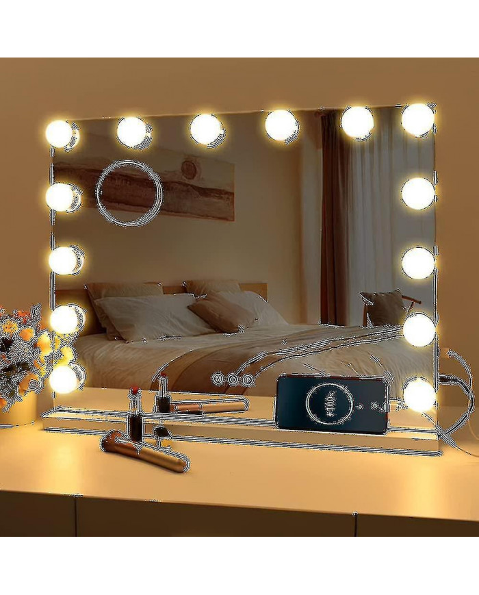 Hollywood Mirror Usb Makeup avec lumières allumées 10 ampoules 3 modes d’éclairage (uniquement les lumières) Mieux1