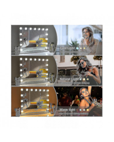 Hollywood Mirror Usb Makeup avec lumières allumées 10 ampoules 3 modes d’éclairage (uniquement les lumières) Mieux1