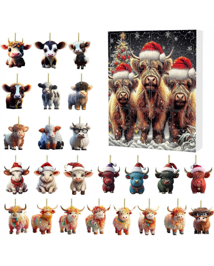 Calendrier de l’Avent de Noël 2024 24 jours de Noël Calendrier de l’Avent avec vache Ornement de Noël Pendentifs [...]