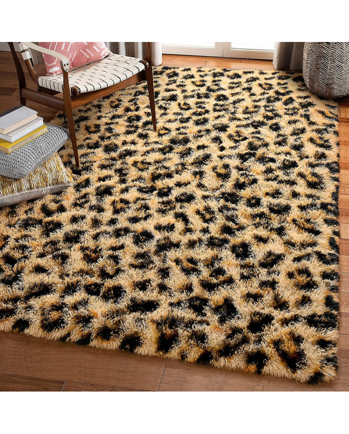NOAHAS Tapis imprimé léopard moelleux Tapis imprimés guépard Tapis imprimés doux et confortables pour chambre à [...]