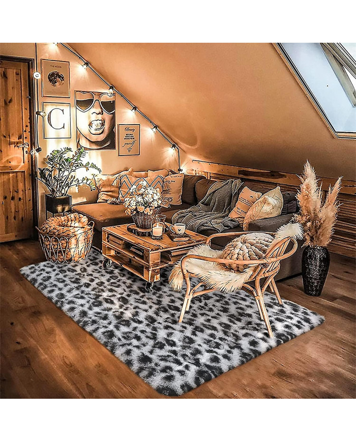 NOAHAS Tapis imprimé léopard moelleux Tapis imprimés guépard Tapis imprimés doux et confortables pour chambre à [...]