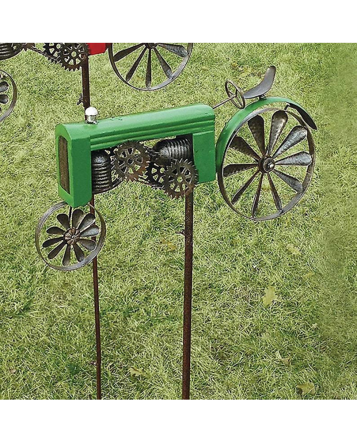 Tracteur Wind Spinner Métal Tracteur Agricole Spinner Hélice Cour Jardin Pieu Moulin À Vent Whirly-Gig, 48 * 32cm