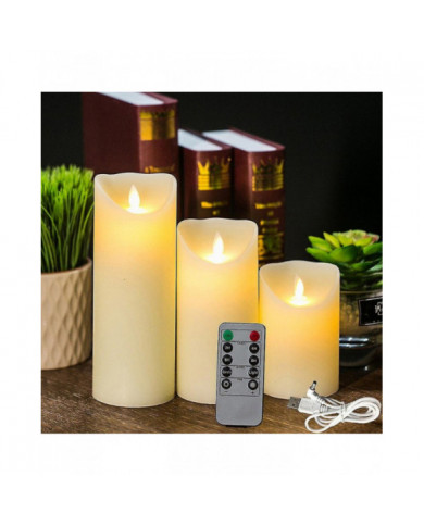 3pcs Bougies sans flamme rechargeables Lumières, Bougies LED Lumière Lisse Scintillement Bougie Lumière