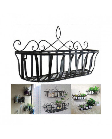 Suspendu Jardinière Rack Fil En Métal Garde-corps Pots De Fleurs Titulaire Stand Art Décoratif Mural Plantes [...]