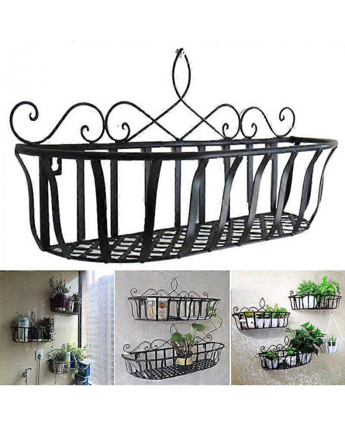 Suspendu Jardinière Rack Fil En Métal Garde-corps Pots De Fleurs Titulaire Stand Art Décoratif Mural Plantes [...]