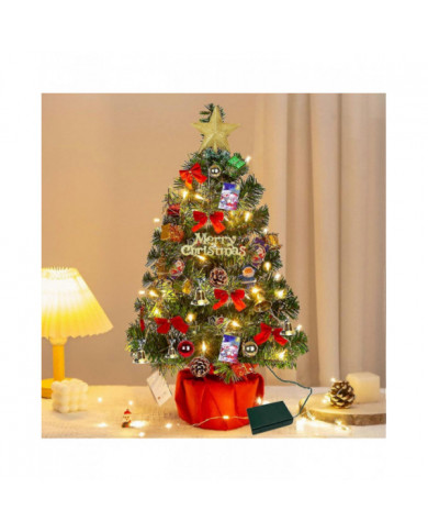 Sapin De Noël 60 Cm, Sapin De Noël Artificiel, Mini Sapin De Noël Avec Guirlande Lumineuse Et Décorations