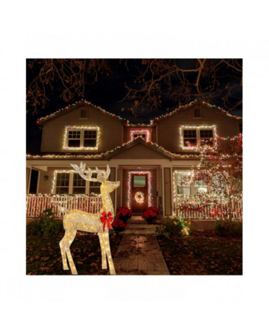 Décorations de cour extérieure de cerf de Noël éclairées, décorations de rennes de Noël avec lumières LED, dcor [...]