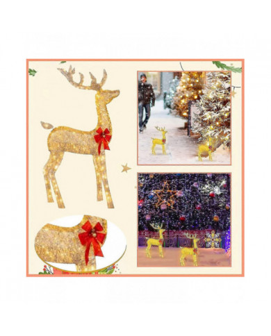 Décorations de cour extérieure de cerf de Noël éclairées, décorations de rennes de Noël avec lumières LED, dcor [...]