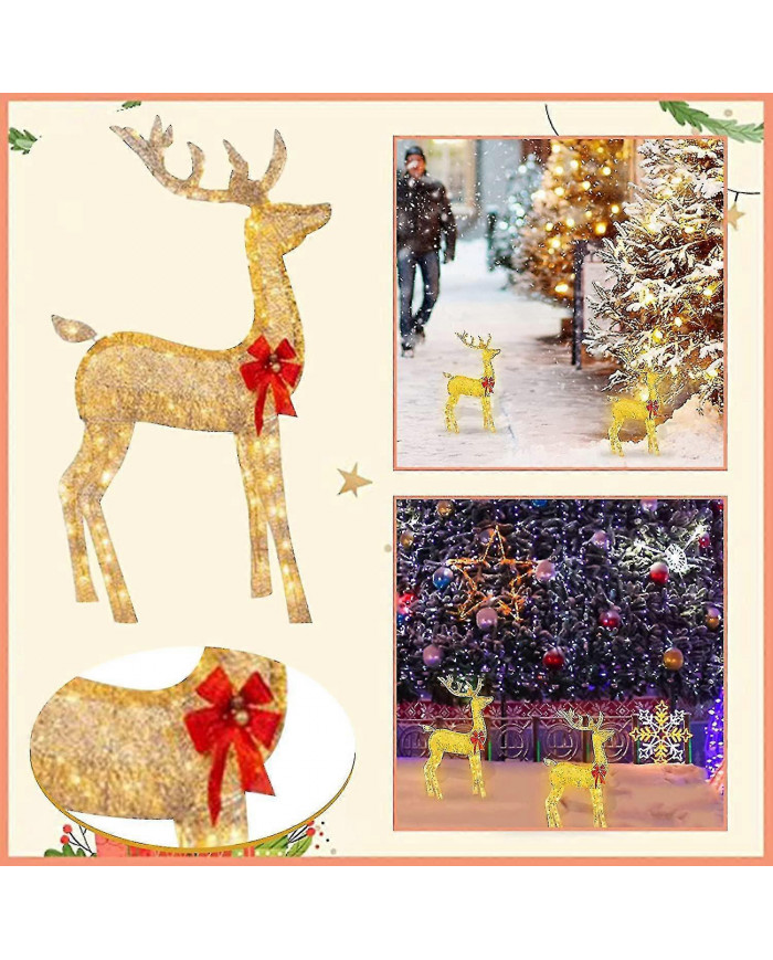 Décorations de cour extérieure de cerf de Noël éclairées, décorations de rennes de Noël avec lumières LED, dcor [...]