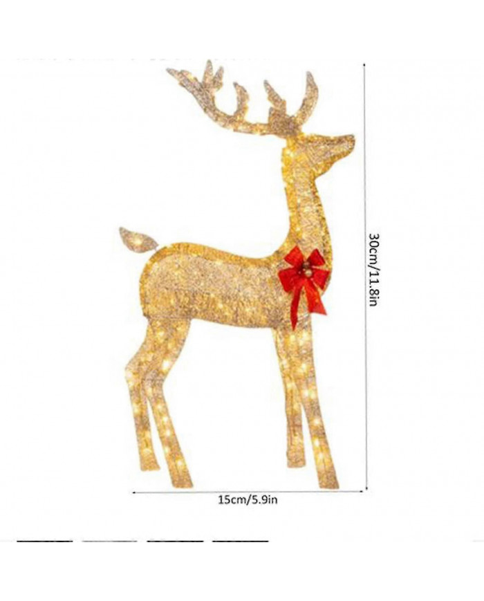 Décorations de cour extérieure de cerf de Noël éclairées, décorations de rennes de Noël avec lumières LED, dcor [...]