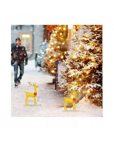 Décorations de cour extérieure de cerf de Noël éclairées, décorations de rennes de Noël avec lumières LED, dcor [...]