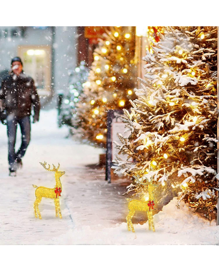 Décorations de cour extérieure de cerf de Noël éclairées, décorations de rennes de Noël avec lumières LED, dcor [...]