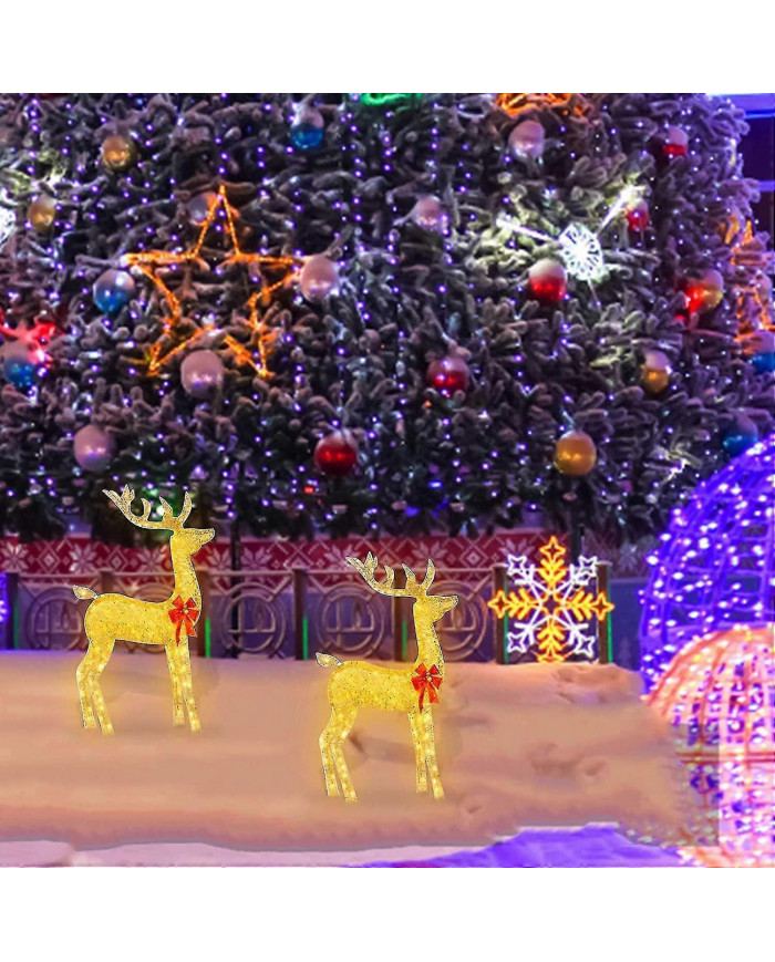 Décorations de cour extérieure de cerf de Noël éclairées, décorations de rennes de Noël avec lumières LED, dcor [...]