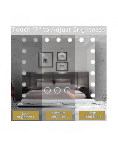 70 x 55 cmHollywood miroir de courtoisie avec 3 couleurs de lumière et 14 ampoules LED à intensité variable, grand [...]