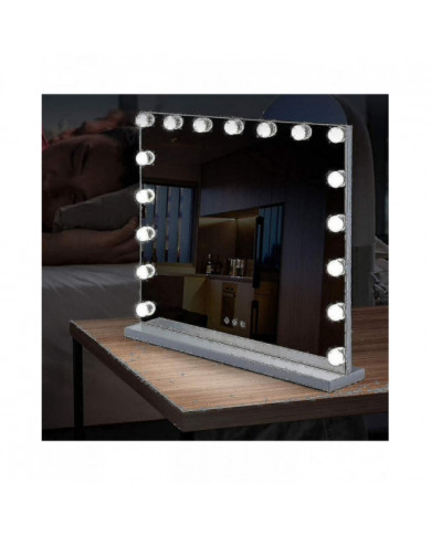 70 x 55 cmHollywood miroir de courtoisie avec 3 couleurs de lumière et 14 ampoules LED à intensité variable, grand [...]