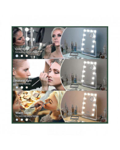 Hollywood Mirror 12 Ampoules Led Hollywood Mirror, 3 modes d’éclairage couleur (ampoules uniquement)