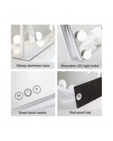 Hollywood Mirror 12 Ampoules Led Hollywood Mirror, 3 modes d’éclairage couleur (ampoules uniquement)