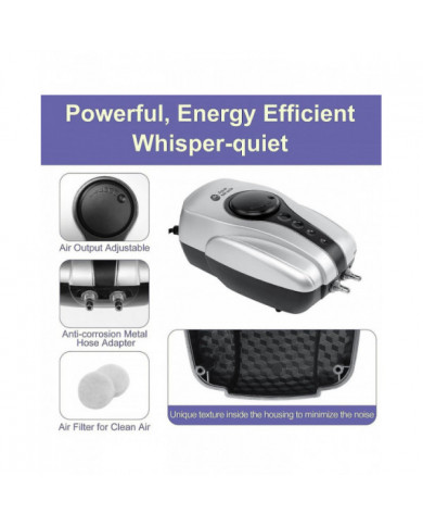 Aérateur d’étang de pompe à air d’étang de koï pour étang jusqu’à 1000 gallons Kit d’aération d’étang tout-en-un [...]