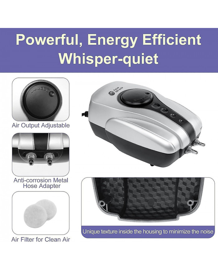 Aérateur d’étang de pompe à air d’étang de koï pour étang jusqu’à 1000 gallons Kit d’aération d’étang tout-en-un [...]