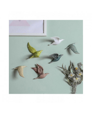 3d Ceramic Flying Birds Wall Decor Creative Birds Hanging Ornament For Home