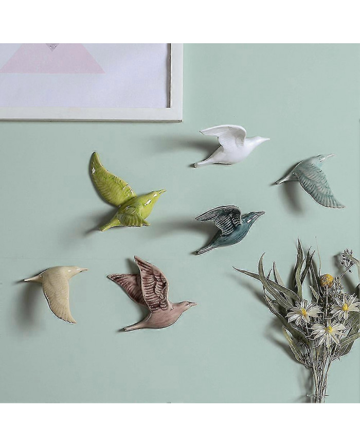 3d Ceramic Flying Birds Wall Decor Creative Birds Hanging Ornament For Home