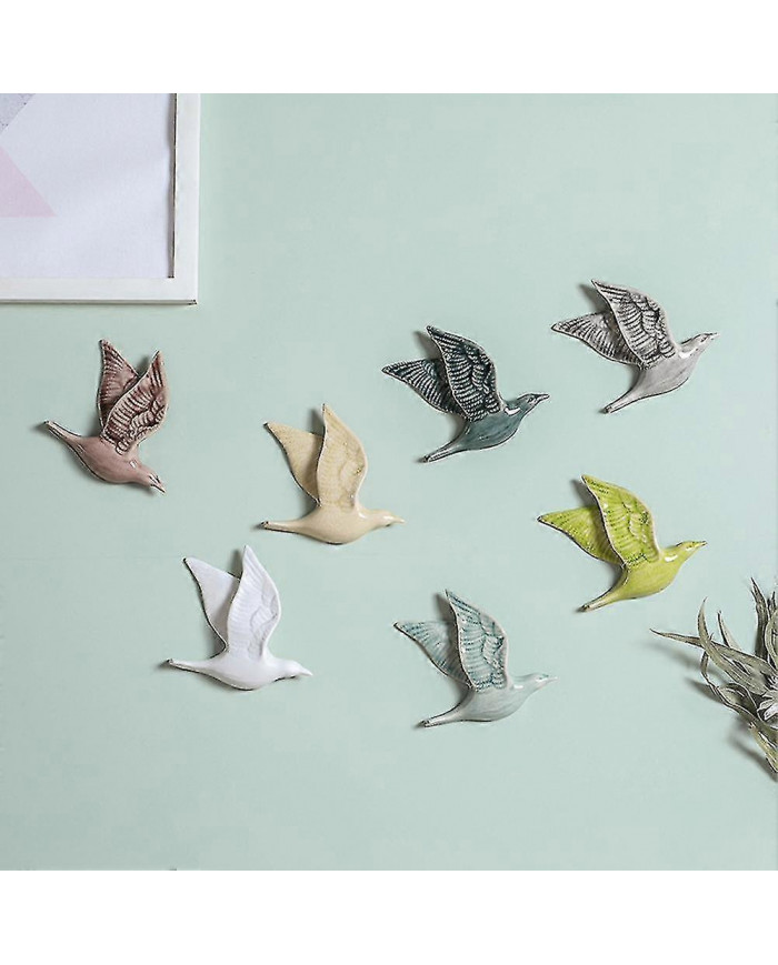 3d Ceramic Flying Birds Wall Decor Creative Birds Hanging Ornament For Home