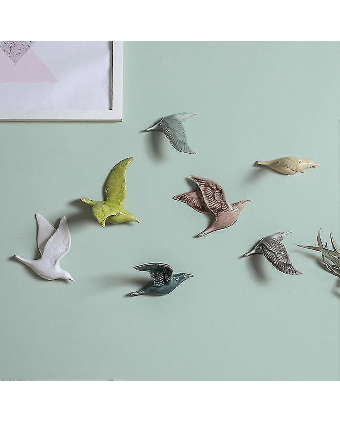 3d Ceramic Flying Birds Wall Decor Creative Birds Hanging Ornament For Home